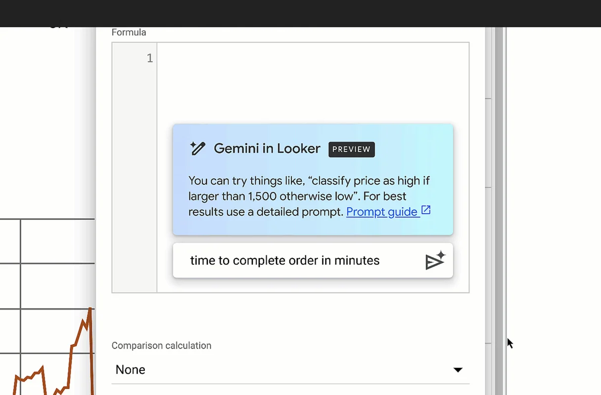 Screenshot of Formula Assistant in Looker Studio